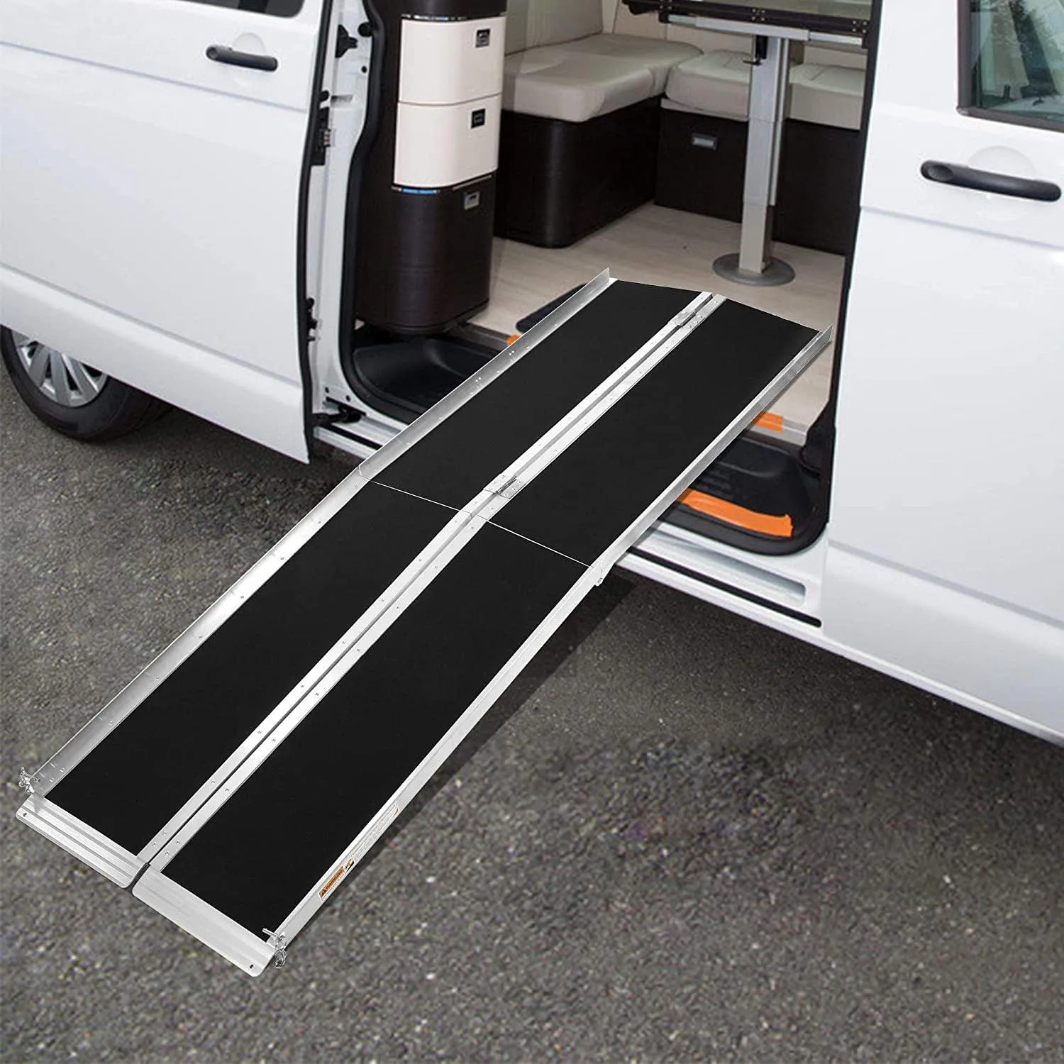 8Ft Ramp For Wheelchair, Multi-fold Wheelchair Ramps, w/Anti-Slip Carpeted Stairs, Mobility Handicap Suitcase For Doorways, Stairs, Mobility Scooter