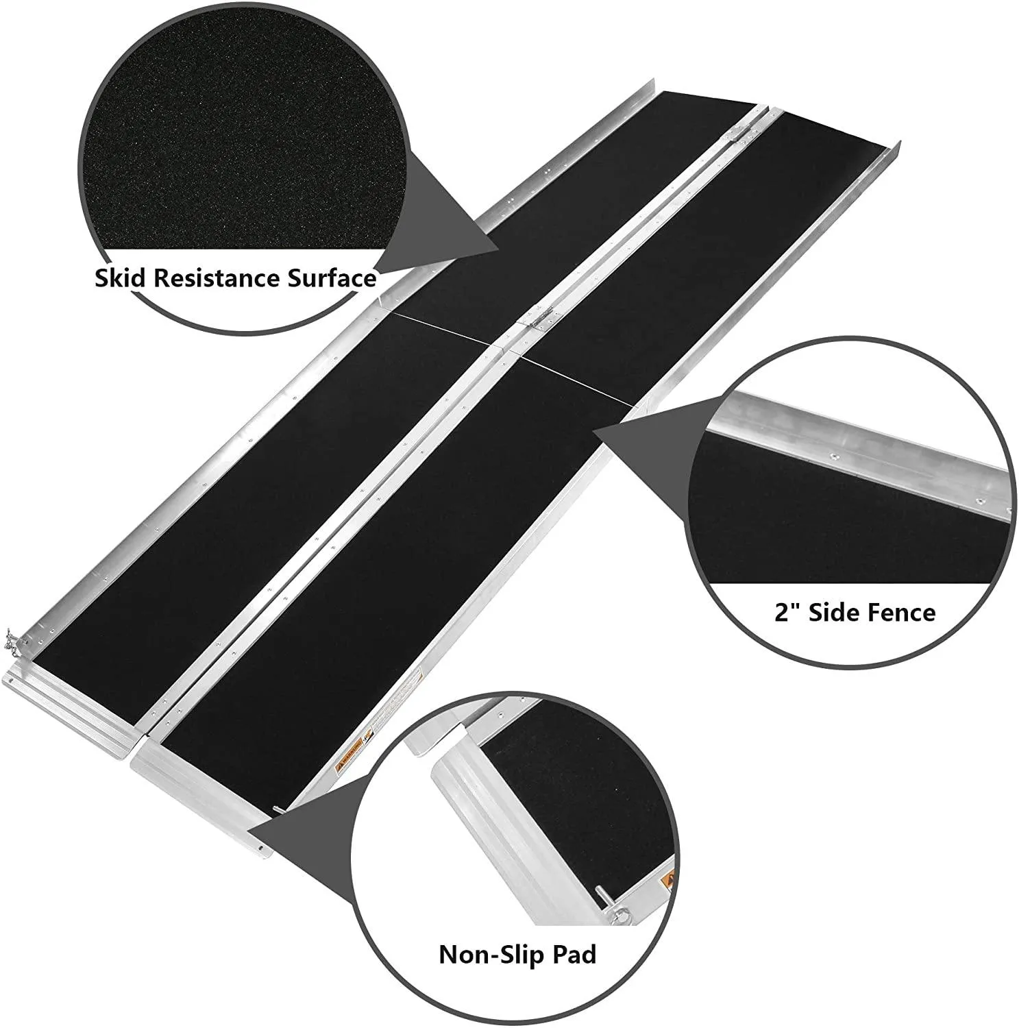 8Ft Ramp For Wheelchair, Multi-fold Wheelchair Ramps, w/Anti-Slip Carpeted Stairs, Mobility Handicap Suitcase For Doorways, Stairs, Mobility Scooter
