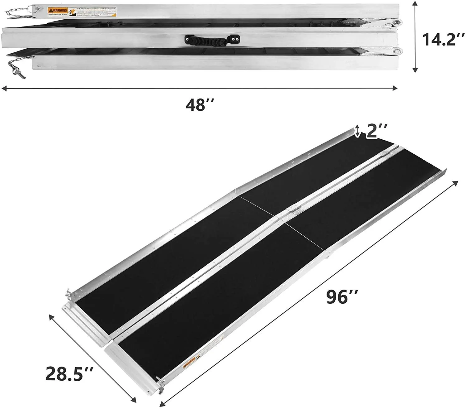 8Ft Ramp For Wheelchair, Multi-fold Wheelchair Ramps, w/Anti-Slip Carpeted Stairs, Mobility Handicap Suitcase For Doorways, Stairs, Mobility Scooter