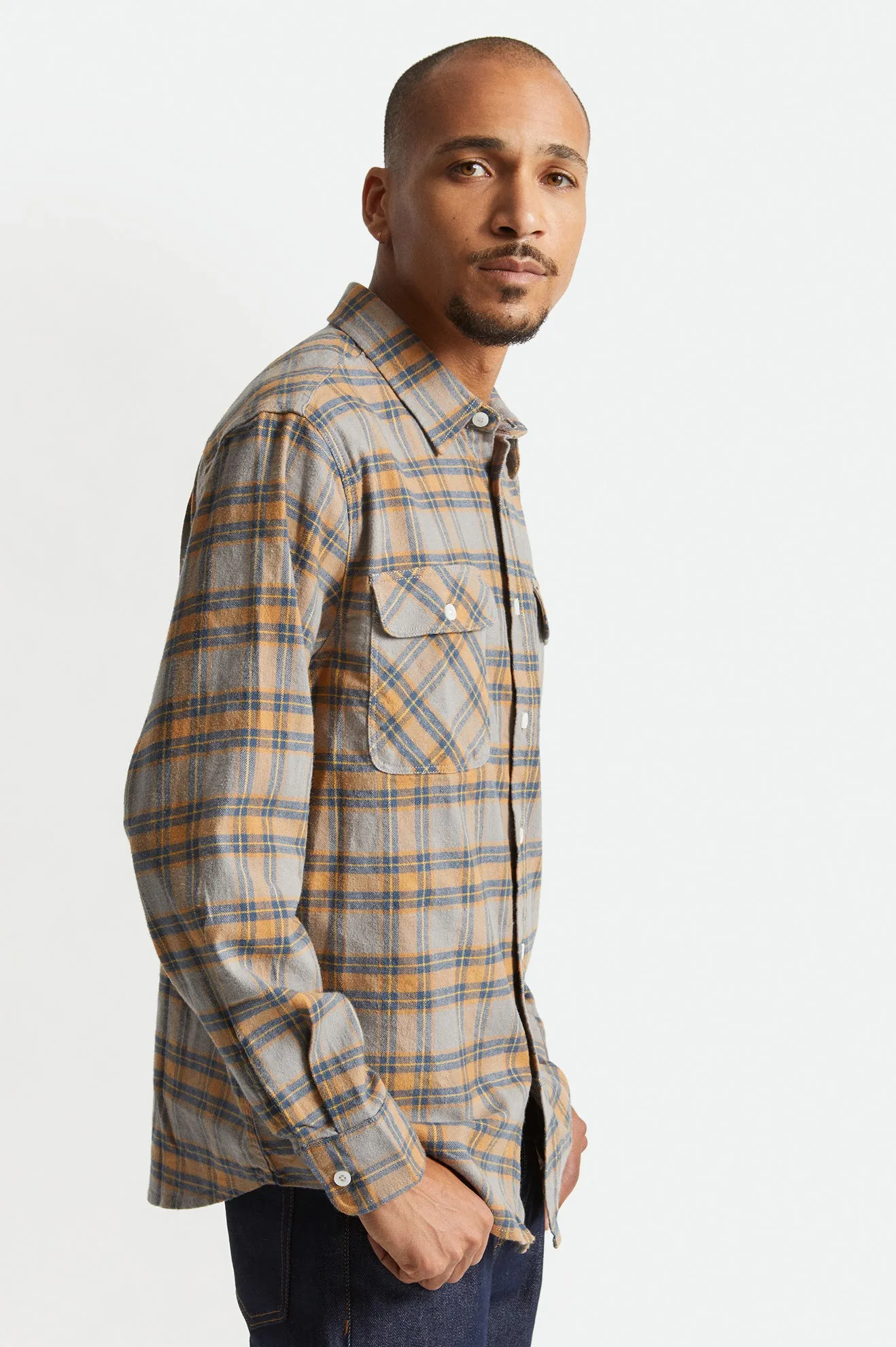 Bowery Stretch L/S Utility Flannel - Heather Grey
