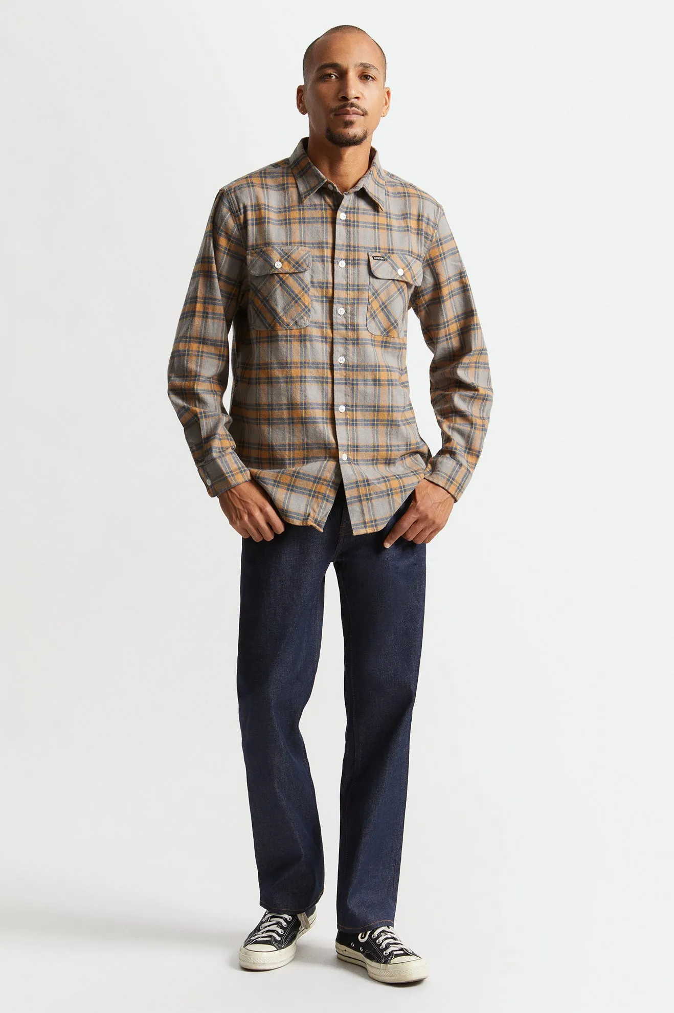 Bowery Stretch L/S Utility Flannel - Heather Grey