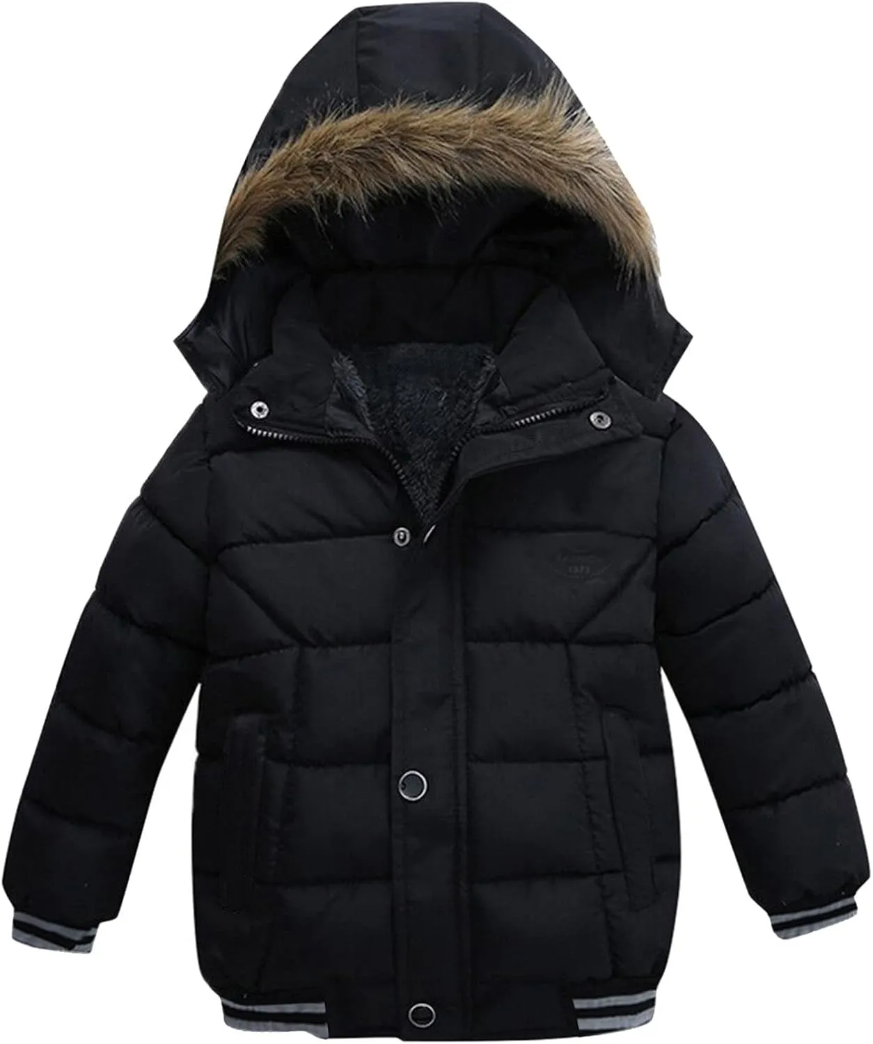 Boys and Toddler's Winter Parka Coat Fu Collar Hood Fleece Lined Puffer Jacket Thicken Padded Plaid Sweater Vest Girls