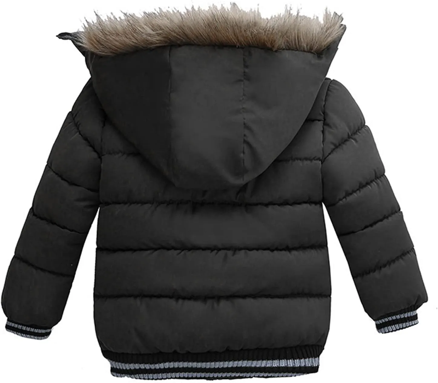 Boys and Toddler's Winter Parka Coat Fu Collar Hood Fleece Lined Puffer Jacket Thicken Padded Plaid Sweater Vest Girls