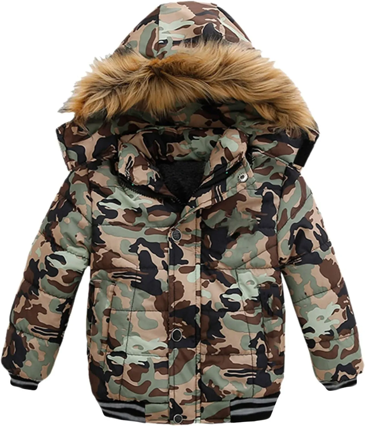 Boys and Toddler's Winter Parka Coat Fu Collar Hood Fleece Lined Puffer Jacket Thicken Padded Plaid Sweater Vest Girls