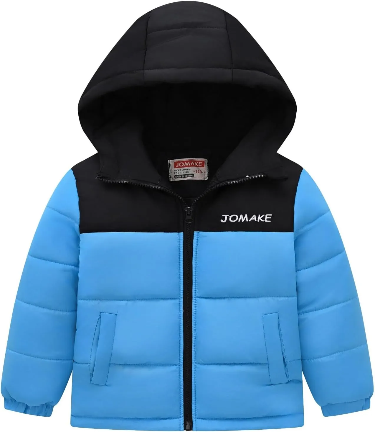 Boys Down Jacket Hood Thick Warm Winter Coat Parka Padded Outerwear Color Block Puffer Water-esistant Jacket