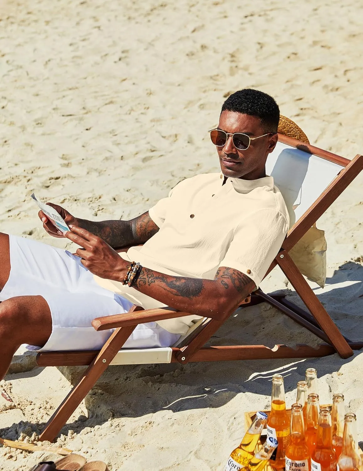COOFANDY Men's Casual Henley Shirts Short Sleeve Summer Beach T-Shirts Banded Collar Henleys Button Tee Shirt