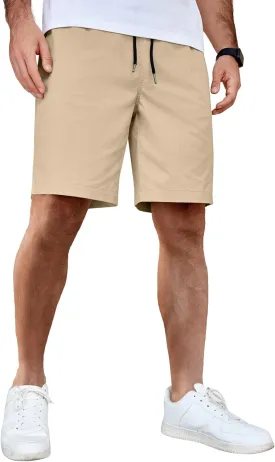 COOFANDY Men's Casual Shorts Cotton Elastic Waist Drawstring Shorts Lightweight Summer Beach Shorts