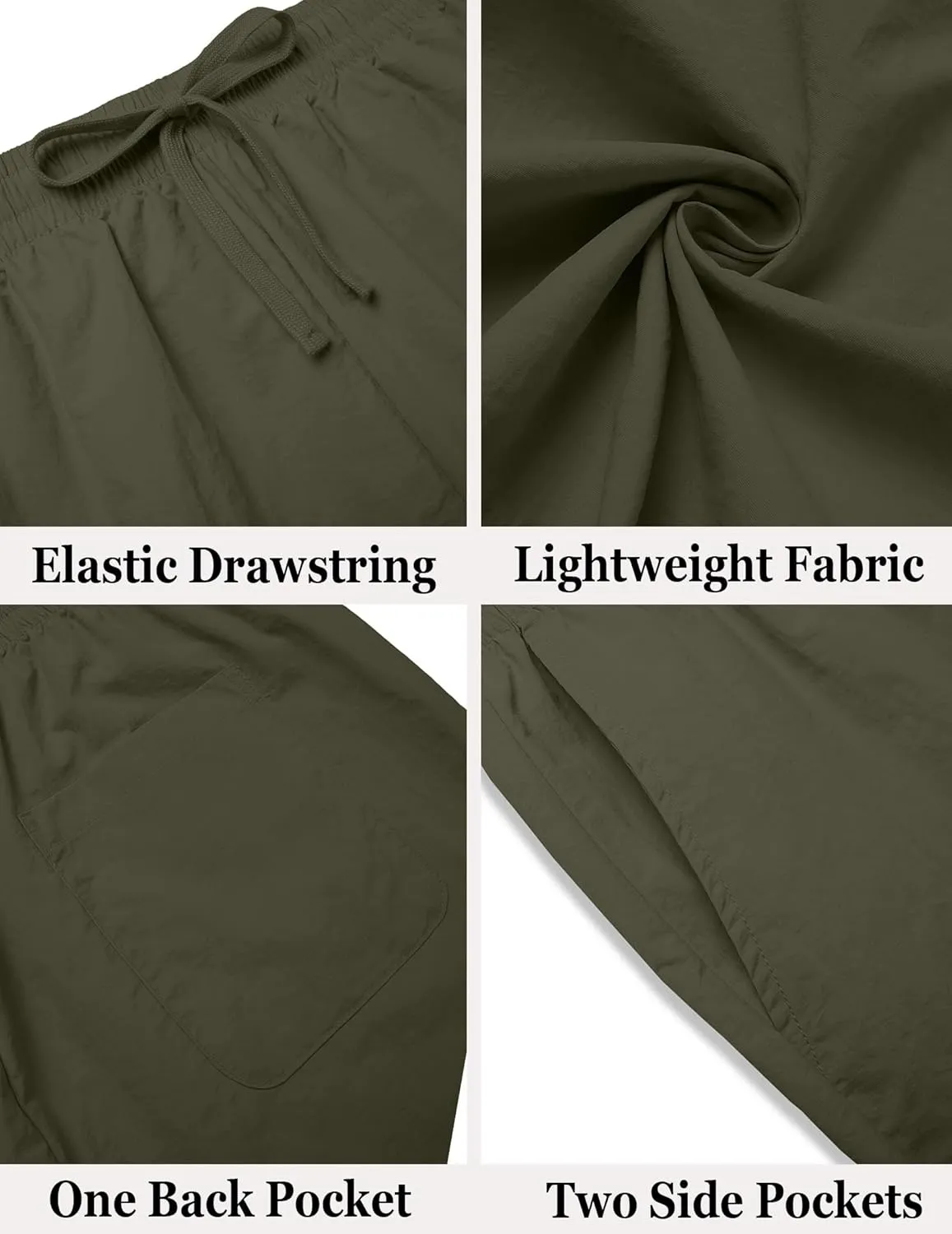 COOFANDY Men's Casual Shorts Elastic Waist Drawstring Lightweight Summer Beach Shorts