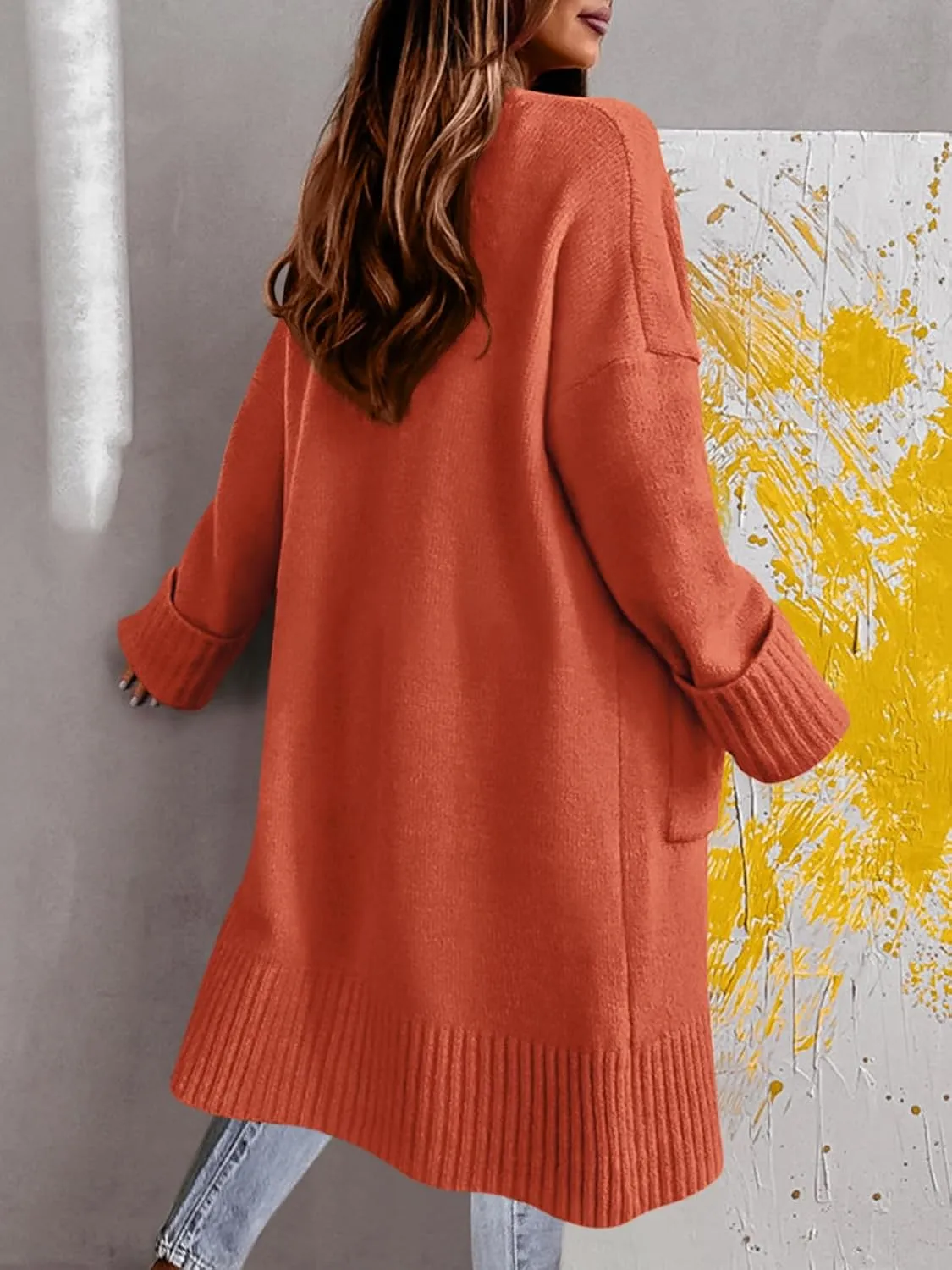 Danedvi Long Cardigan Sweaters for Women 2025 Fall Open Front Knit Oversized Cardigans Duster Coat with Pockets