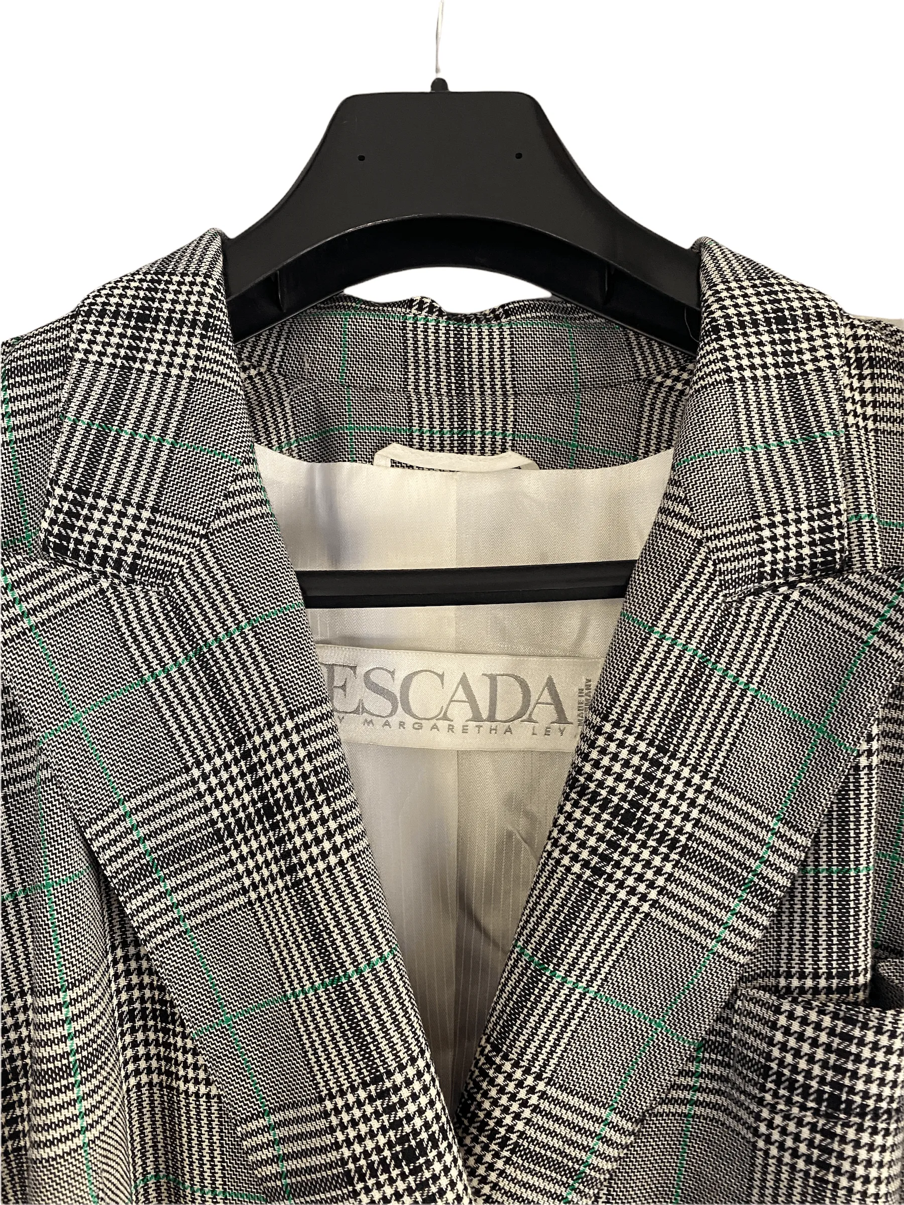 Escada Grey Prince of Wales Check Double Breasted Grey Jacket UK12