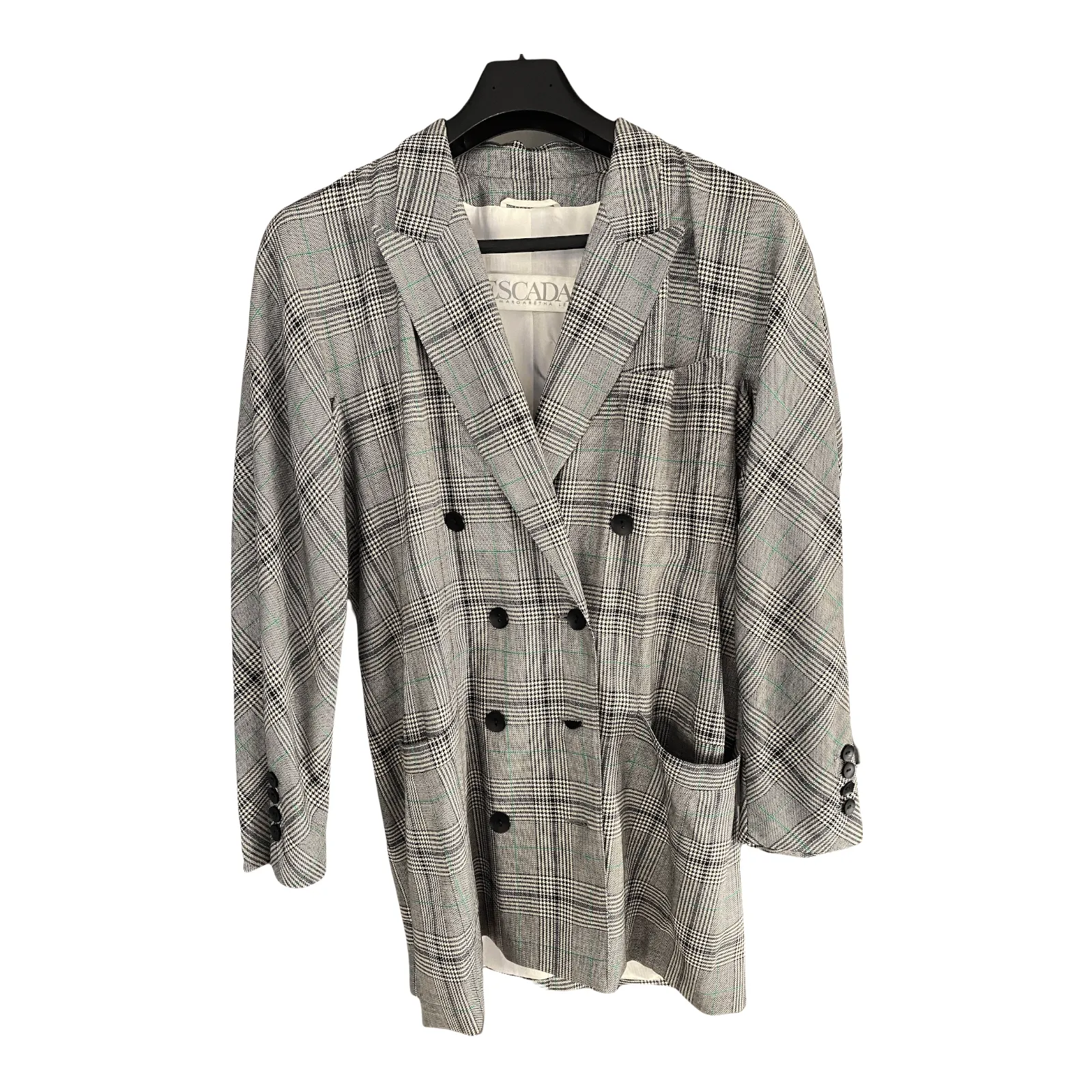 Escada Grey Prince of Wales Check Double Breasted Grey Jacket UK12