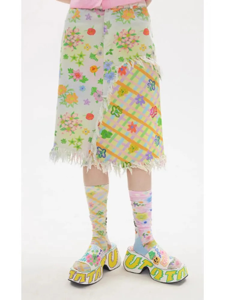 Flower Floral A-line High Waist Skirt【s0000002759】