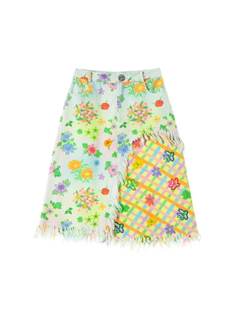 Flower Floral A-line High Waist Skirt【s0000002759】