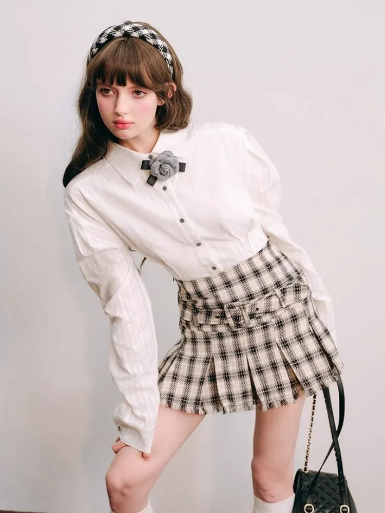 High waisted A-line pleated skirt【s0000004438】