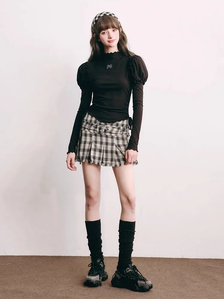 High waisted A-line pleated skirt【s0000004438】
