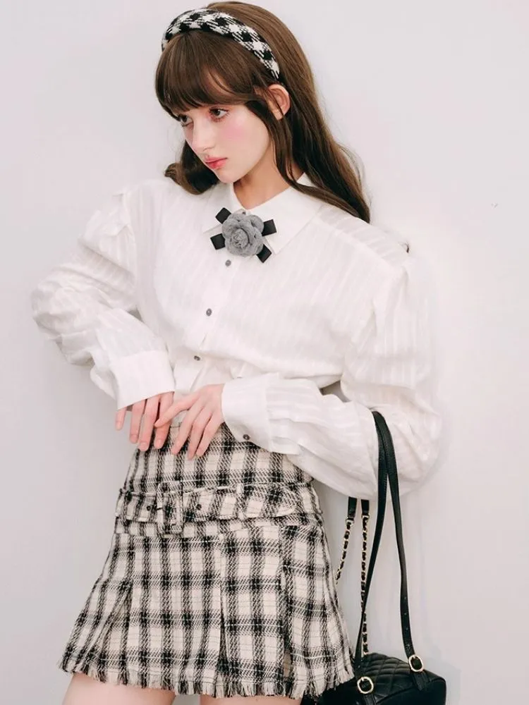 High waisted A-line pleated skirt【s0000004438】