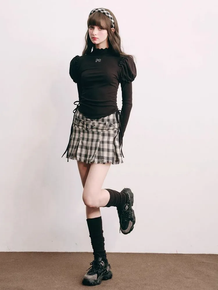 High waisted A-line pleated skirt【s0000004438】