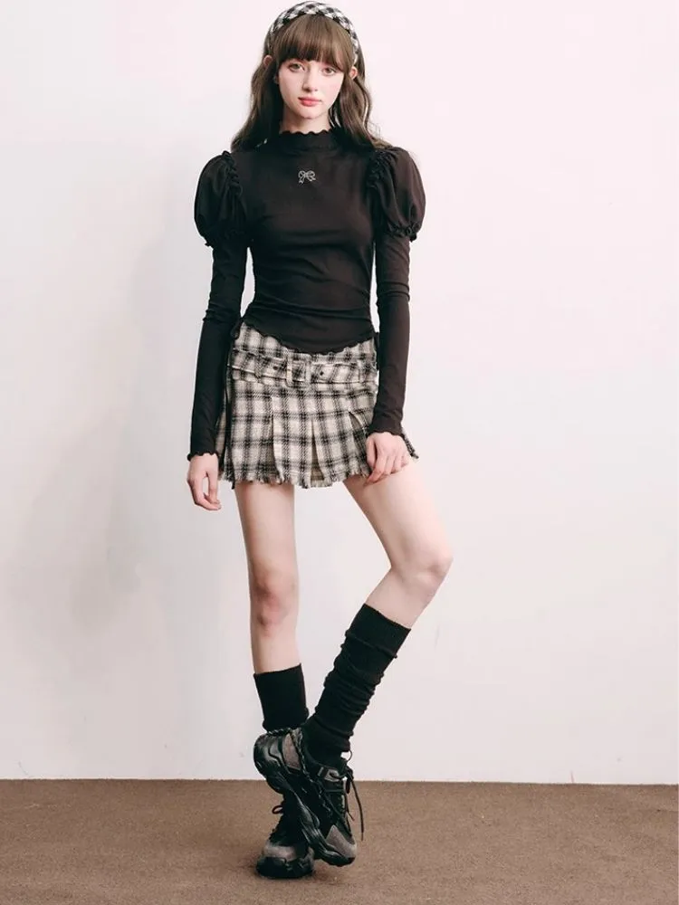 High waisted A-line pleated skirt【s0000004438】
