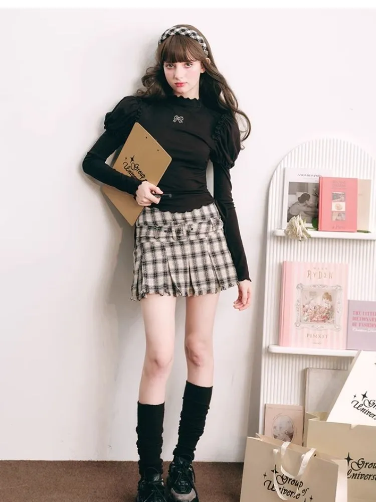 High waisted A-line pleated skirt【s0000004438】