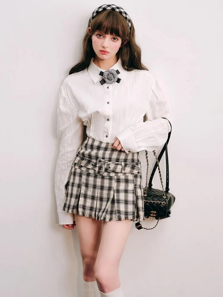 High waisted A-line pleated skirt【s0000004438】
