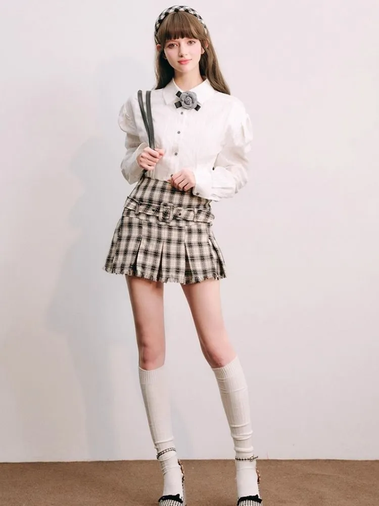 High waisted A-line pleated skirt【s0000004438】