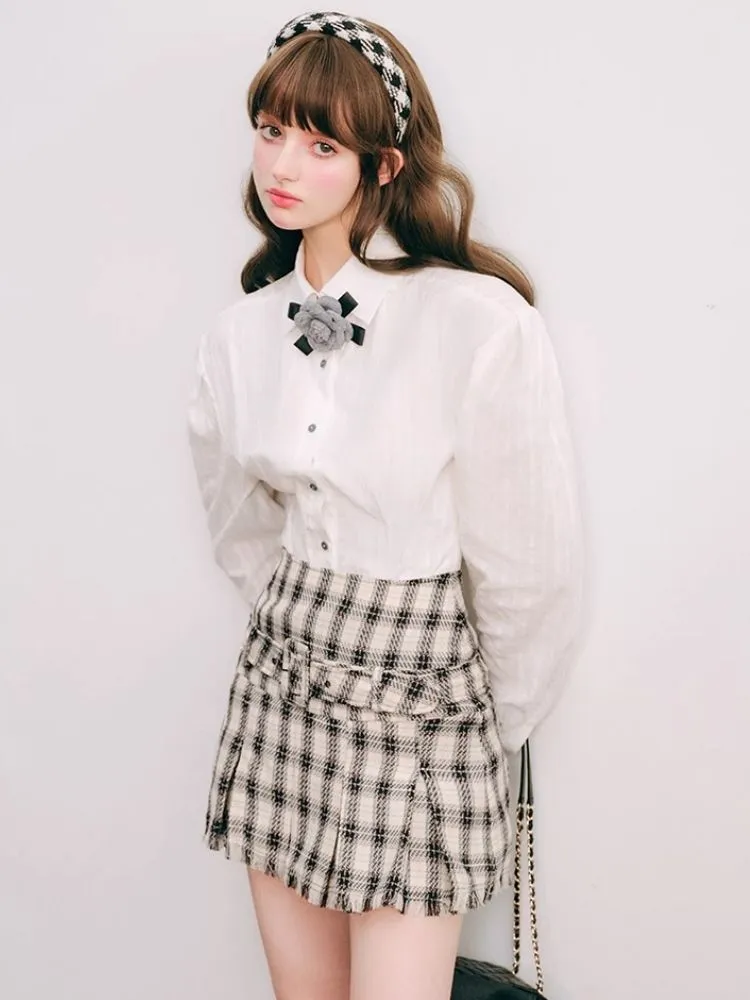 High waisted A-line pleated skirt【s0000004438】