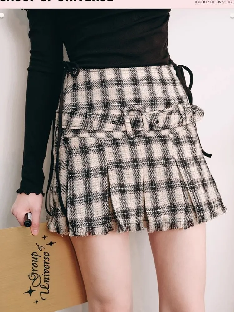 High waisted A-line pleated skirt【s0000004438】
