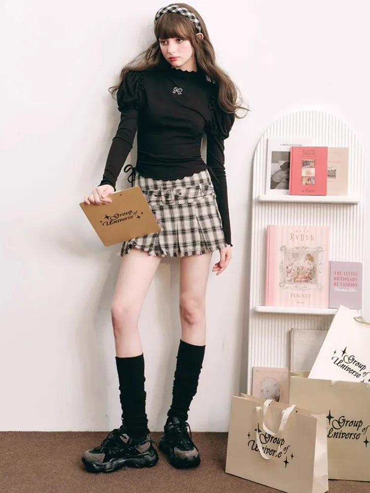 High waisted A-line pleated skirt【s0000004438】