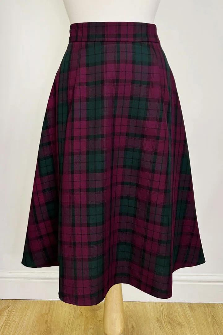Joan A Line Skirt In Purple Tartan
