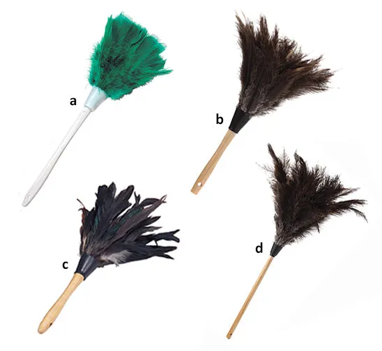 Lambskin Ostrich Feathers – 12" Plume, on a 1/2'' dowel handle, 22" overall ©