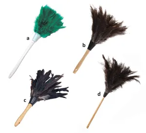 Lambskin Ostrich Feathers – 12" Plume, on a 1/2'' dowel handle, 22" overall ©