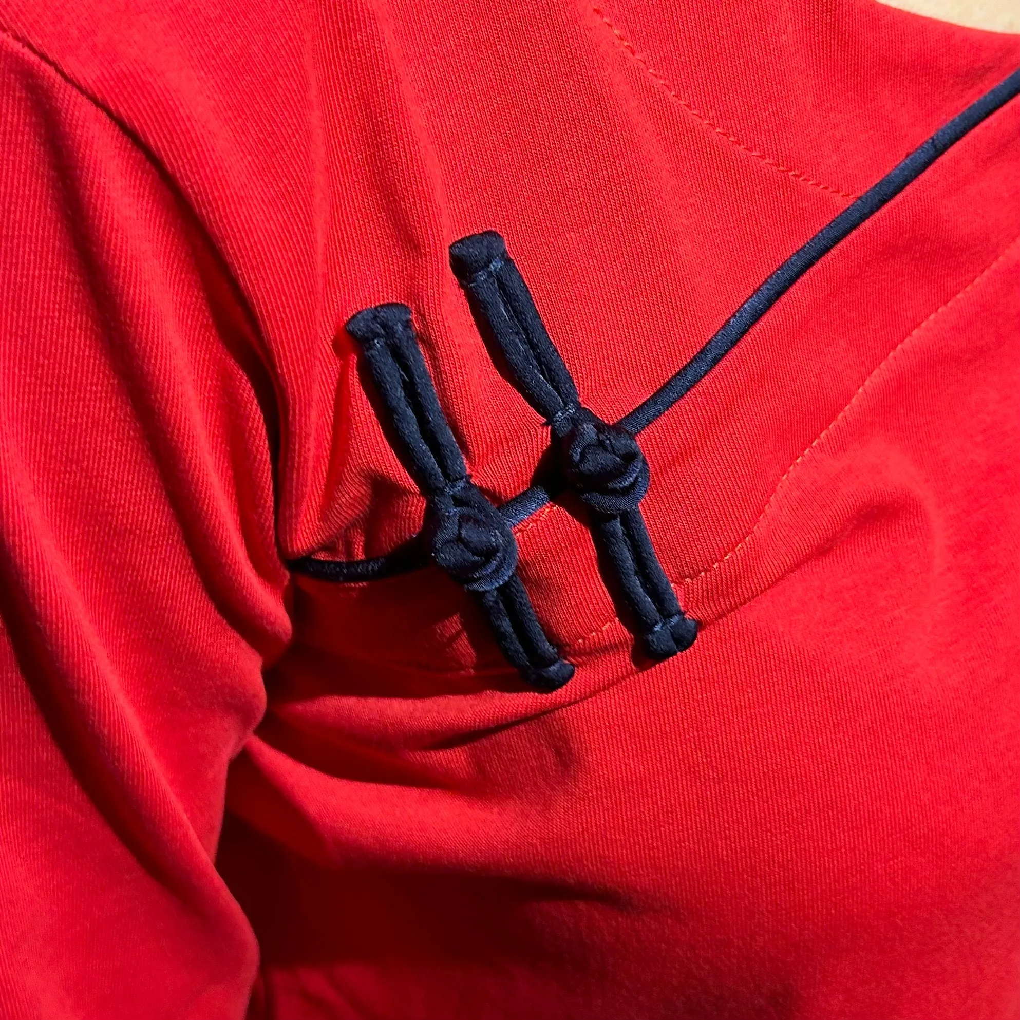 Long Sleeve Qipolo Top, Red
