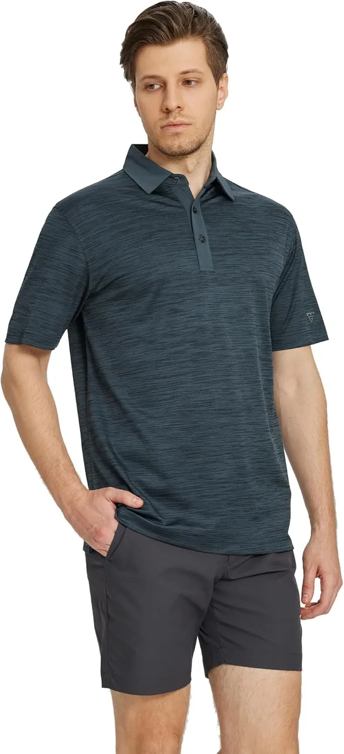 M MAELREG Golf Shirts for Men Dry Fit Short Sleeve Casual Performance Moisture Wicking Heather Pique Collared Polo Shirts