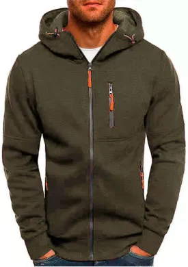 Men Hoodies Casual Hoodies for Men with Zip Pockets Full Zip Long Sleeve Sweatshirt Sports Hooded Jacket