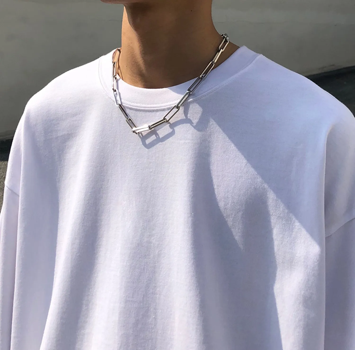 Men Loose Long-Sleeve Essential Extended Henley Tshirt -BB494