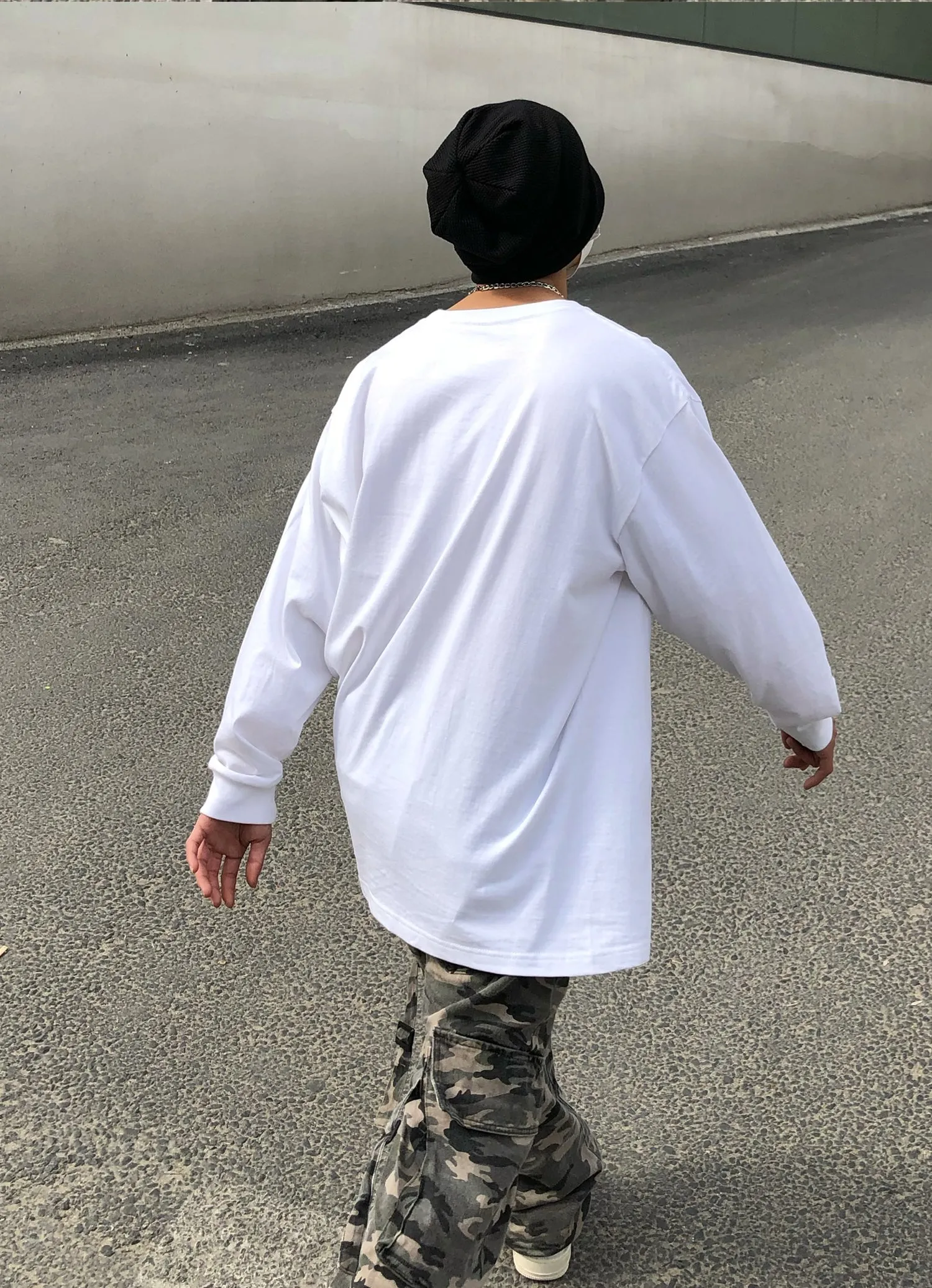 Men Loose Long-Sleeve Essential Extended Henley Tshirt -BB494