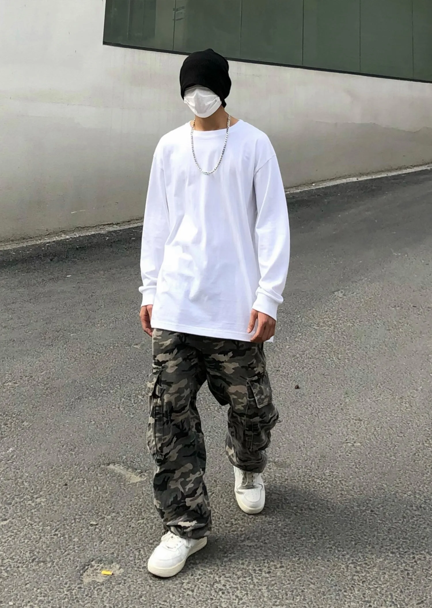 Men Loose Long-Sleeve Essential Extended Henley Tshirt -BB494