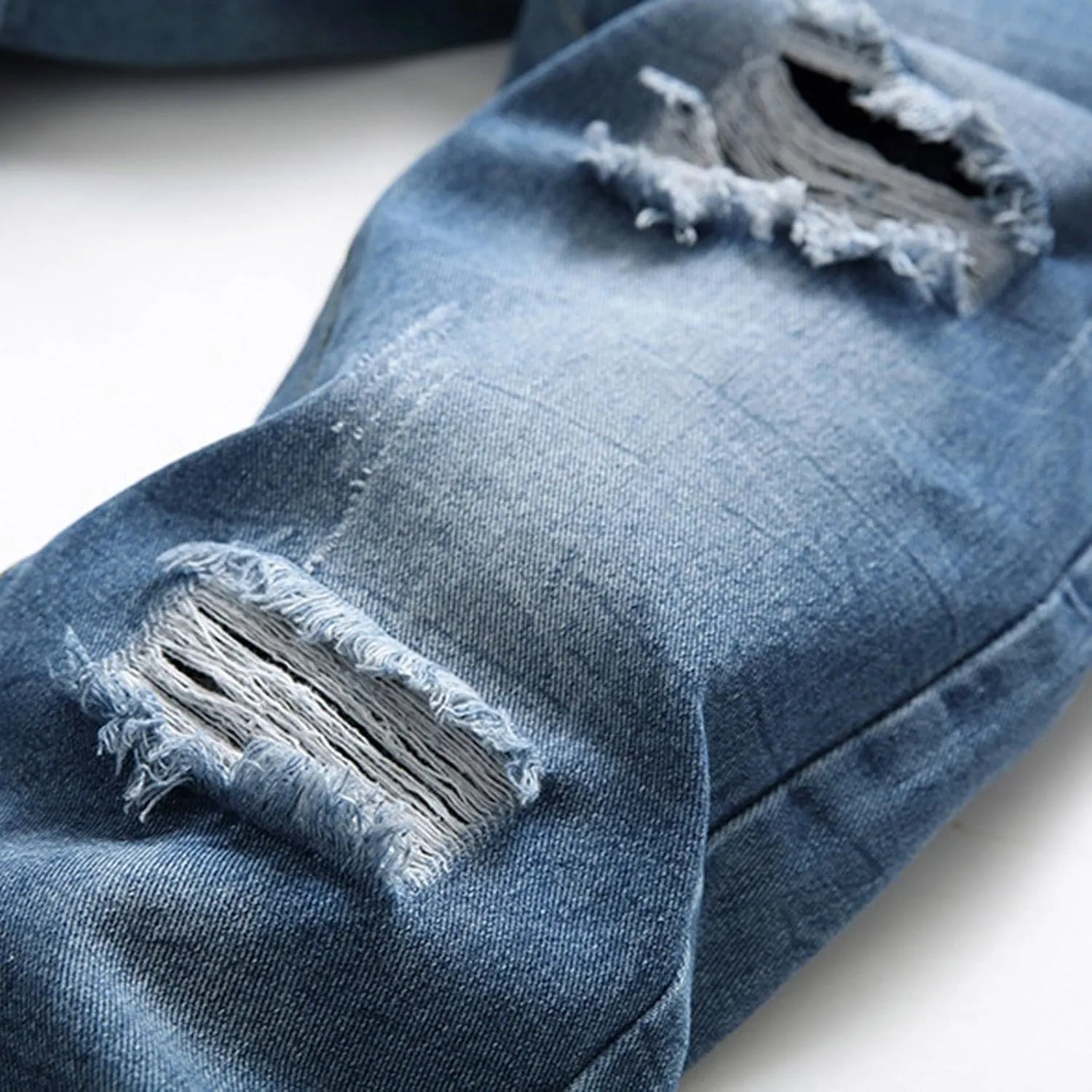 Mens Trend Ripped Jeans Distressed Hipster Street Straight Leg Plus Size Denim Pants Relaxed Fit Stretch Skinny Classic Jean