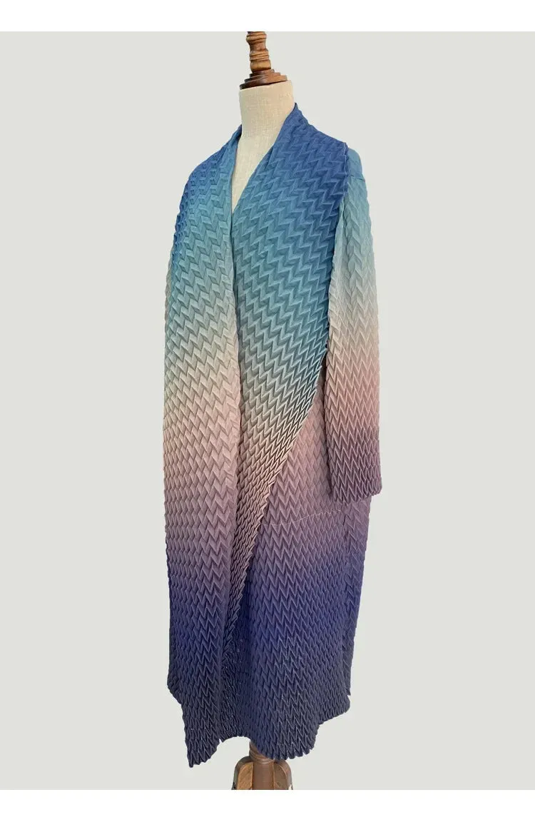 Miyake Pleated Gradient Duster Cardigan