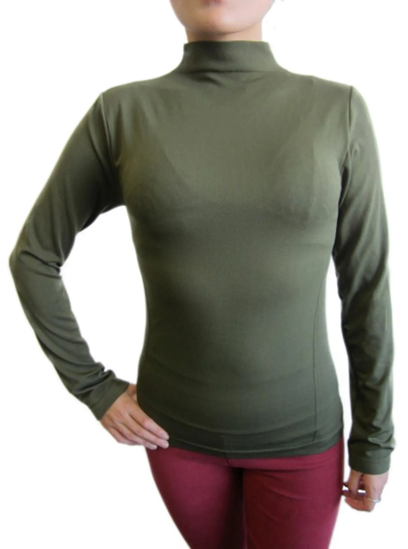 Mock Neck Long Sleeve Top with Fleece (FAB-13820)