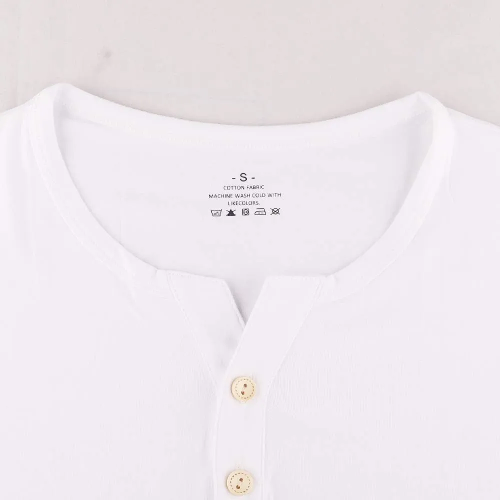 Muscle Alive Mens Summer Casual Short Sleeve Henleys T-Shirt Single Button Placket Plain v Neck Shirts