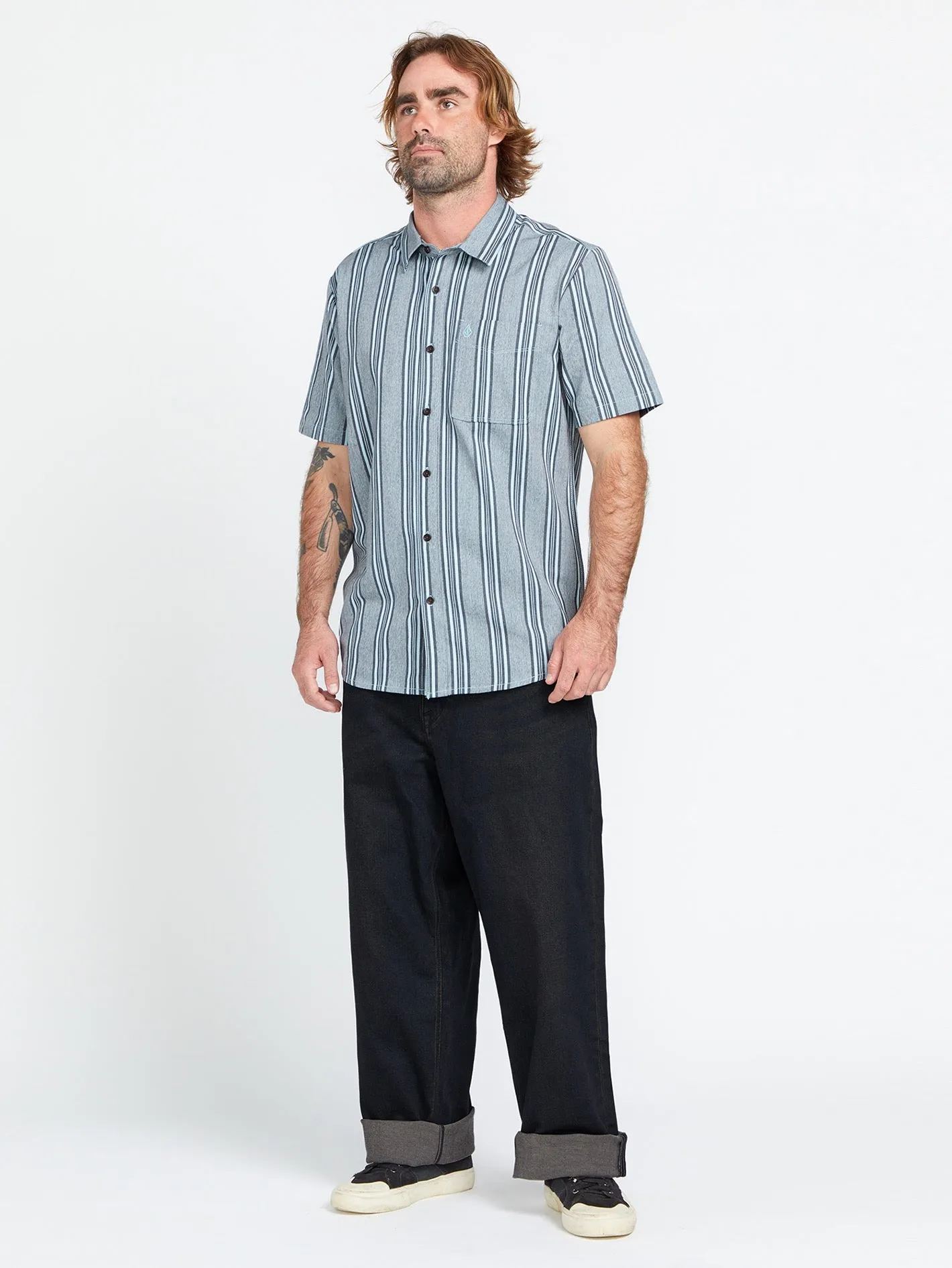 Newbar Stripe Short Sleeve Shirt - Celestial Blue