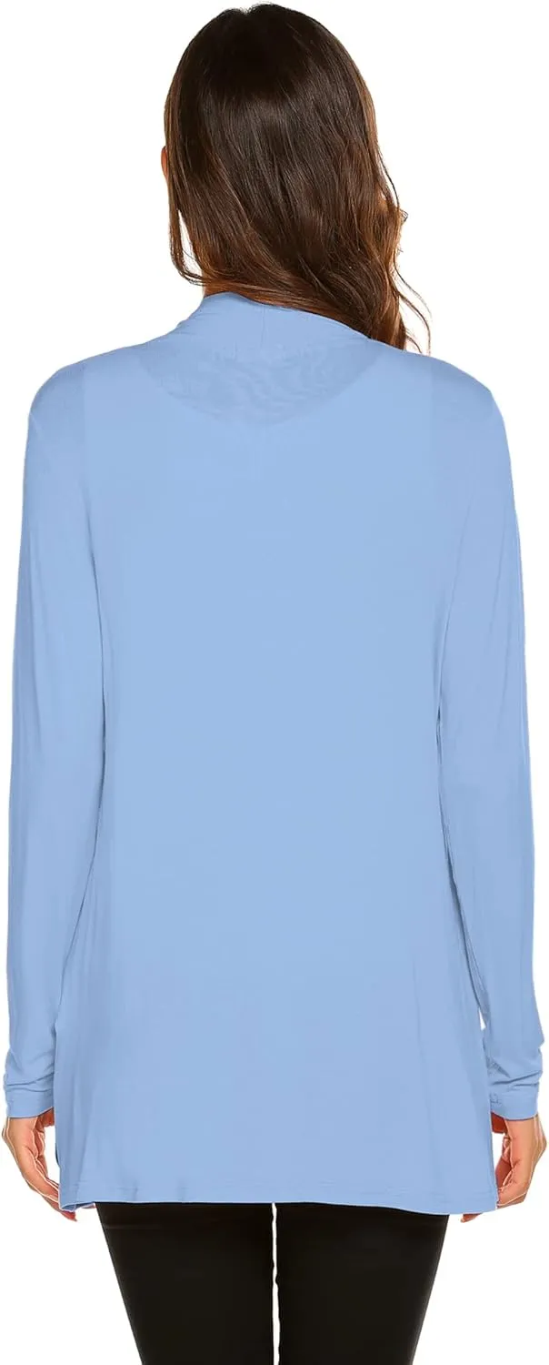 Newchoice Womens Casual Lightweight Long Sleeve Cardigan Soft Drape Open Front Fall Dusters (S-3XL)