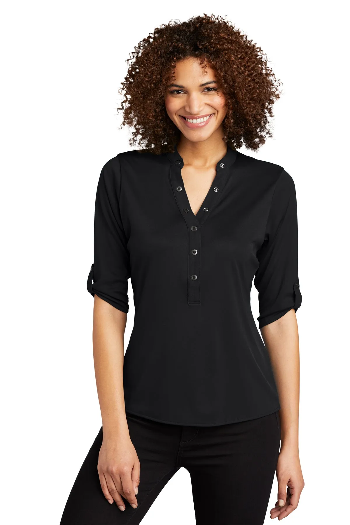 OGIO Ladies Crush Branded Henleys, Blacktop