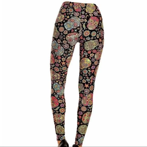 Plus Size High Waist Skulls Leggings