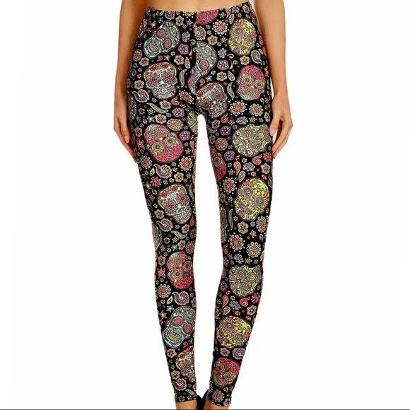 Plus Size High Waist Skulls Leggings