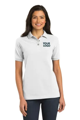 Port Authority Ladies Heavyweight Customized Cotton Pique Polos, White