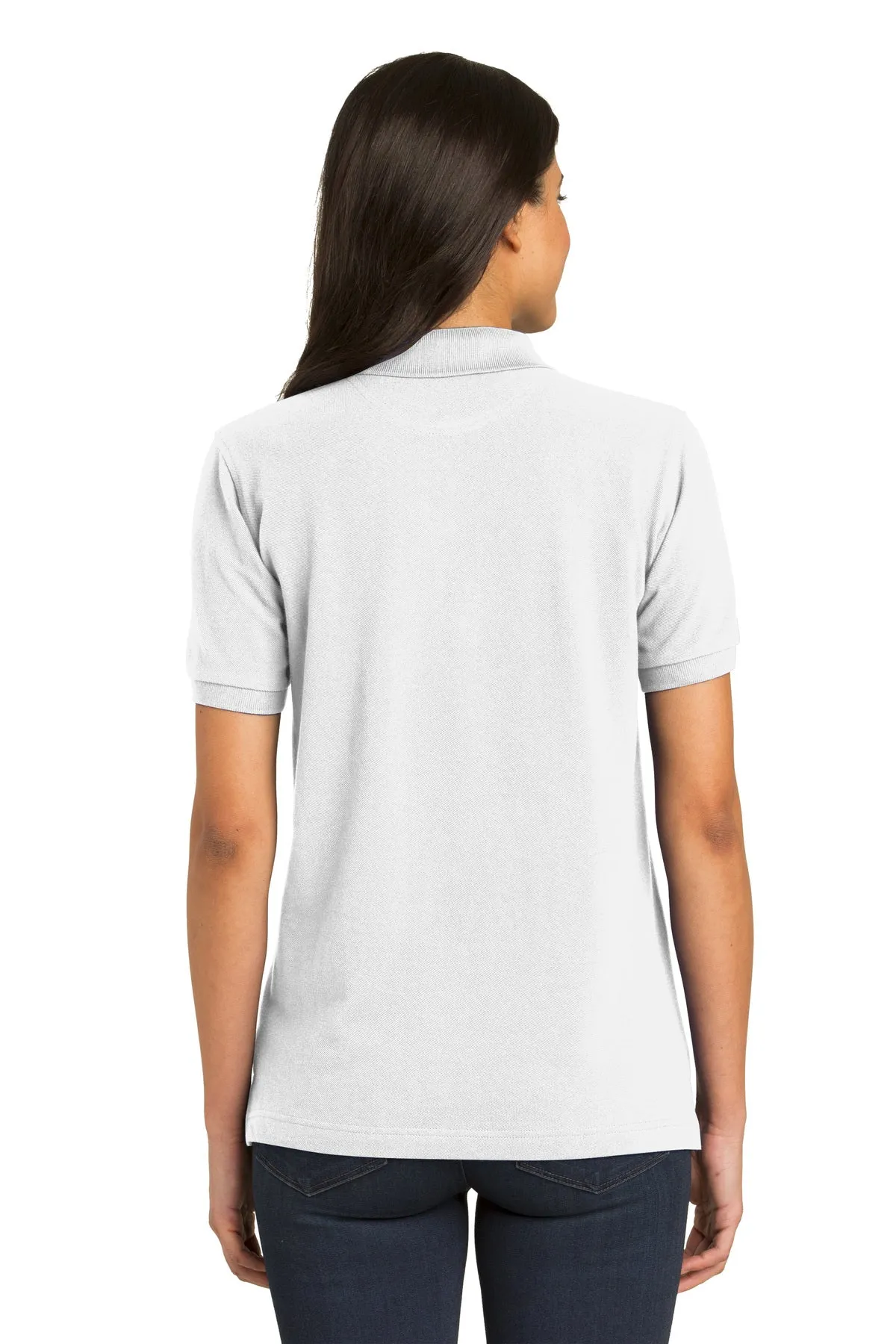 Port Authority Ladies Heavyweight Customized Cotton Pique Polos, White