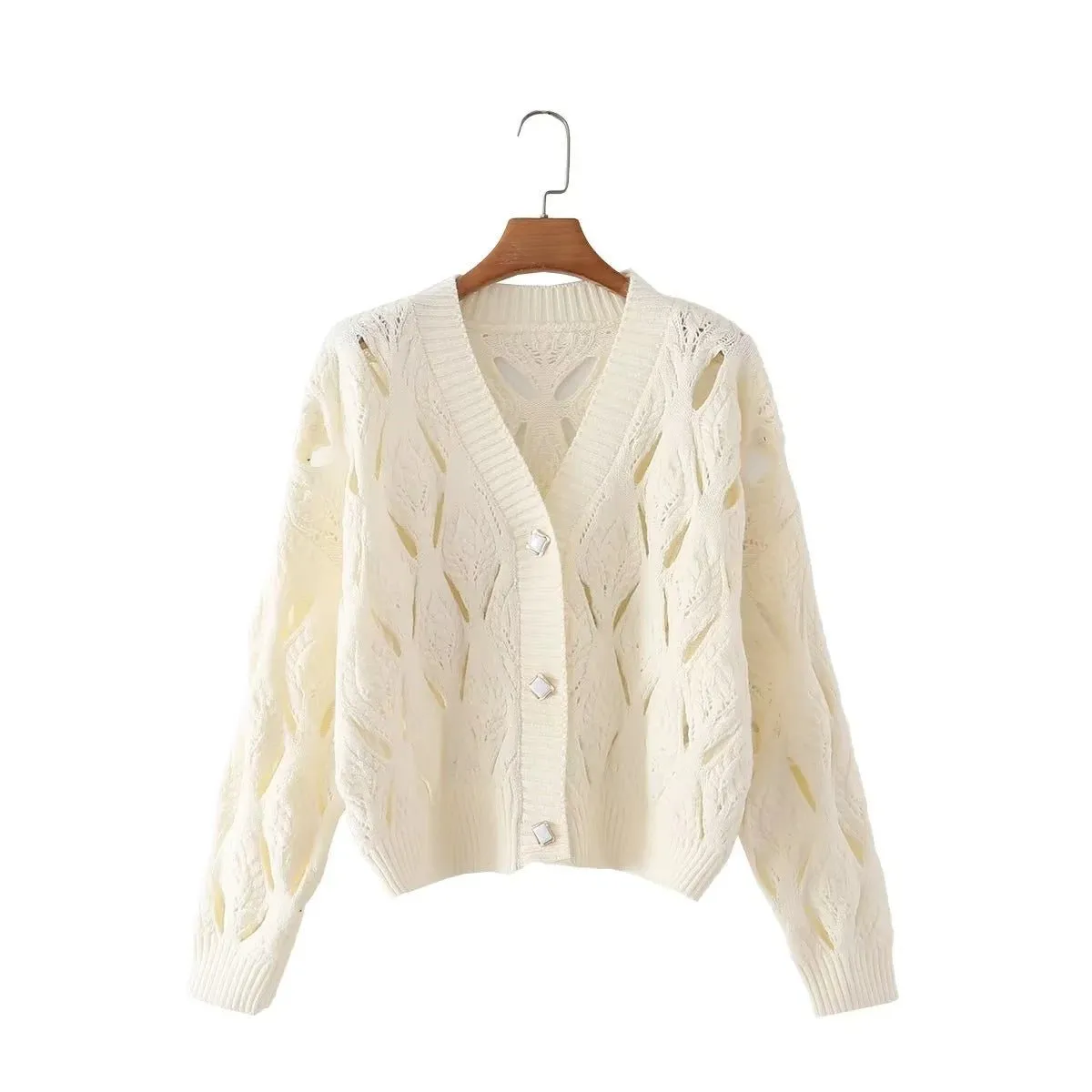 Pre Order:  Diagonal Slits Square Button Sweater