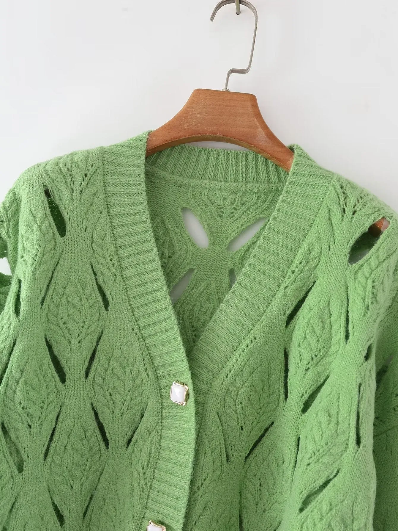 Pre Order:  Diagonal Slits Square Button Sweater